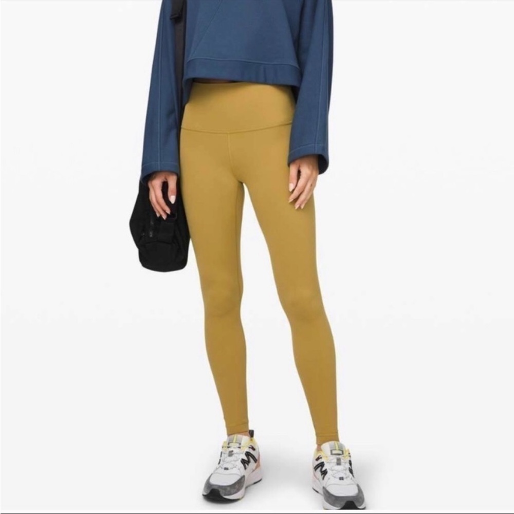 Lululemon Align Full Length Pant 28" in Mustard Yellow Grape Leaf Sz 2